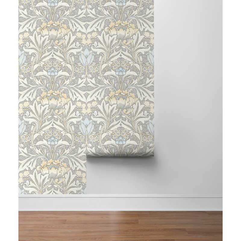 Craw Peel & Stick Floral Roll, Daydream Gray/Pearl Blue