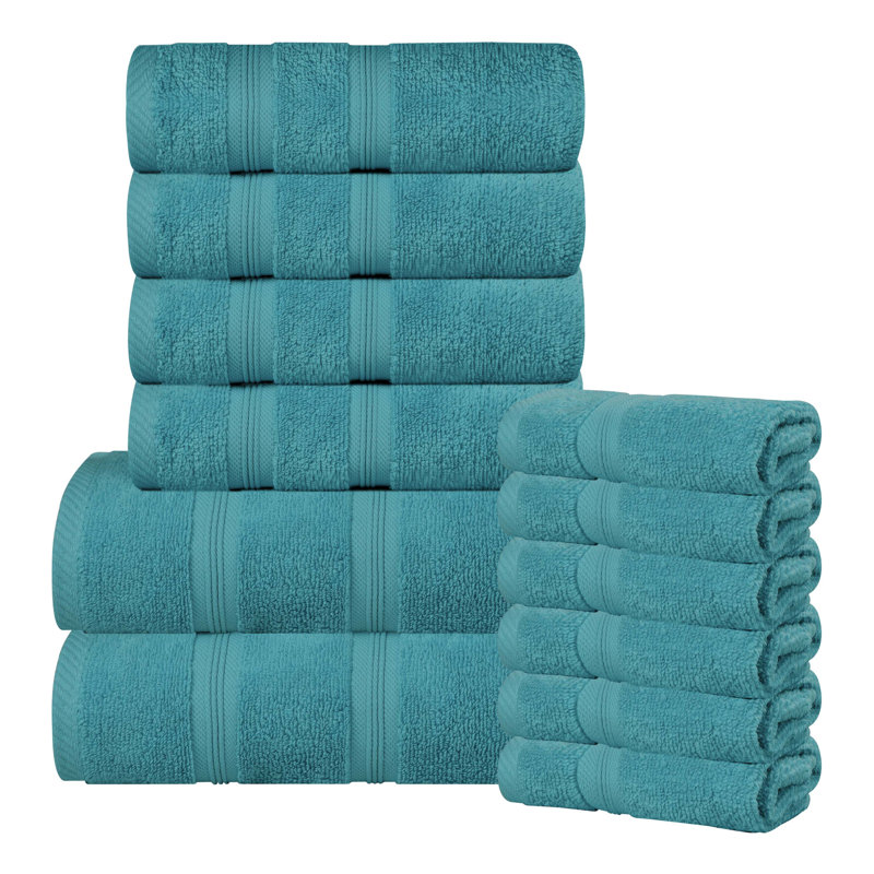 Smart Dry Zero Twist Cotton Medium Weight 12 Piece Assorted Towel Set by , Turquoise