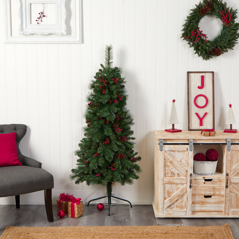 Arbre de Noël vert pin cachemire avec lumières DEL, 5'