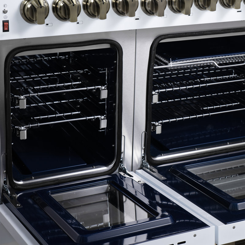 Massimo 48 Freestanding Dual Fuel Range, White