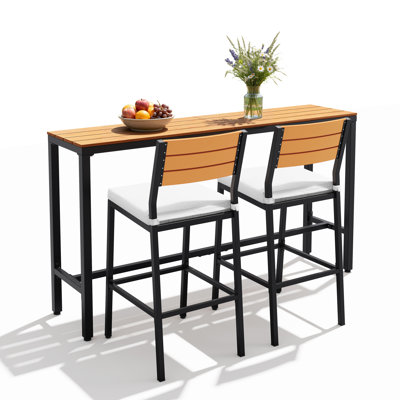 Plastic and Steel Patio Dining Set Table,