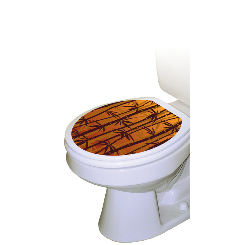 Adhésif décoratif classique pour siège de toilette en bambou brun - couvercles de toilette Zen, Rond