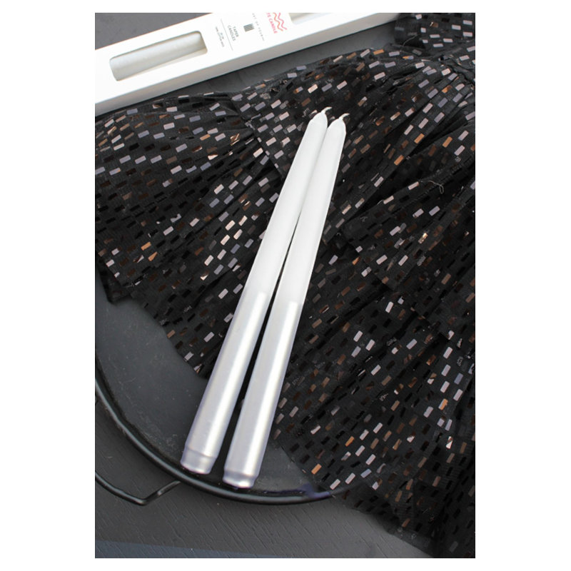 Ensemble de bougies élégantes (2 pièces), argent, 0,8 x 9,8 pouces | 100% cire de paraffine avec mèches de coton | Parfait pour la décoration intérieure, la détente et les occasions spéciales | Ambiance durable et sans suie