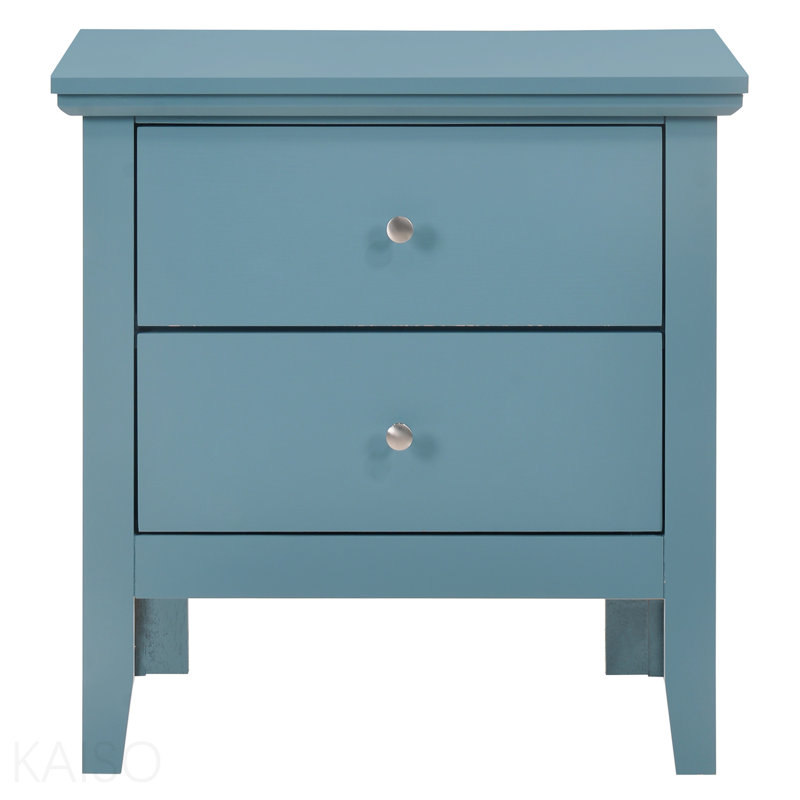 Teal Elegance Nightstand with Drawers