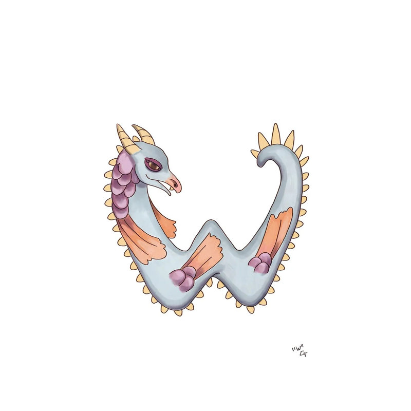 Monster Letter W by Might Fly Art & Illustration - Wrapped Canvas Print, 30.48 cm H x 45.72 cm W