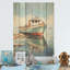 Bateau de pêche au port I - Bateau côtier, art mural sur bois de pin naturel-1638244129