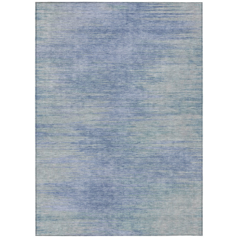 Tapis intérieur lavable abstrait bleu denim et bleu ciel HomeRoots 8 pi x 10 pi