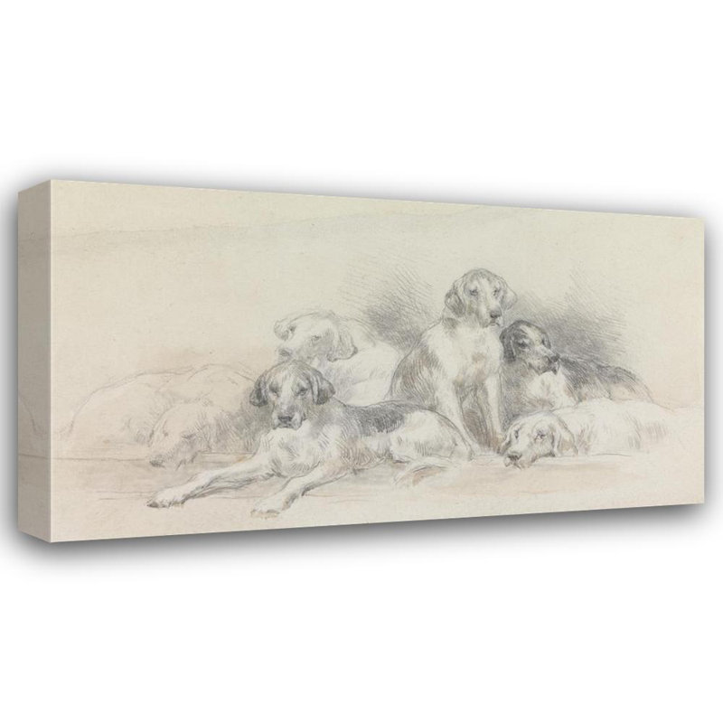 "Six Foxhound Resting" par John Frederick Tayler - Art mural sur toile tendue avec châssis, H 48 po x l 33 po