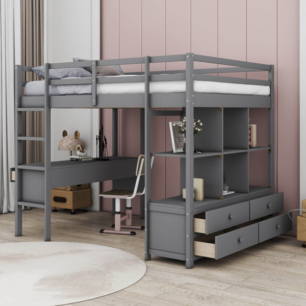 Harriet Bee Kids Full Loft Bed with Drawers & Reviews | Wayfair