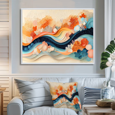 Abstrait corail vagues océaniques de l'éternité V - corail grand art mural