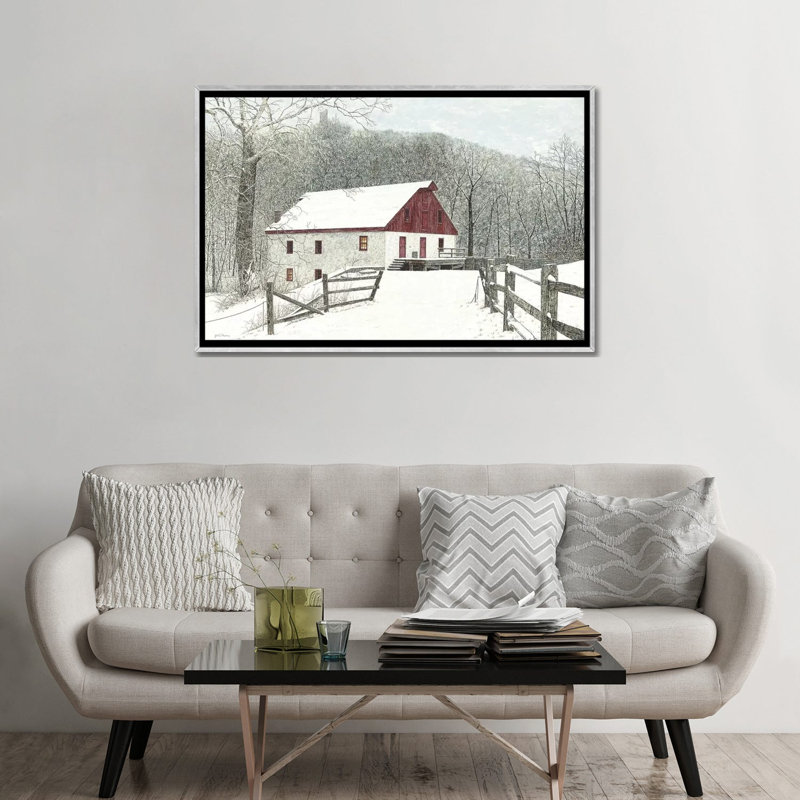 Grist Mill par James Redding - reproduction d'art, H 32 po x l 48 po x 1,5 po, Toile avec cadre argenté, Aucun mat