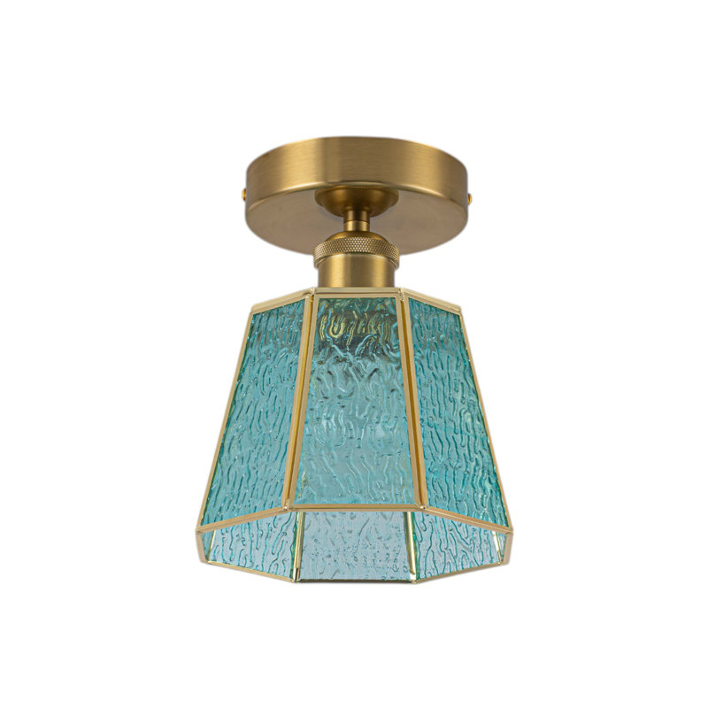 Plafonnier semi-encastré Polygonal Blue Water Glass