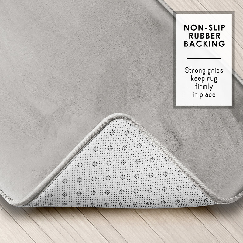 Aighan 3 Piece Ultra Soft and Absorbent Memory Foam Bath Rug Set with Non-Slip Backing, Silver