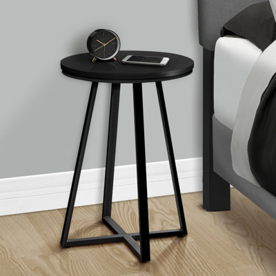 Table d'appoint, côté, rond, bout, table de chevet, lampe, salon, chambre à coucher, stratifié noir, métal noir, contemporain, moderne
