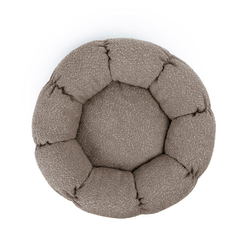 Lit rond avec coussin de siège amovible, H 5 po x l 45 po x P 45 po, Brun