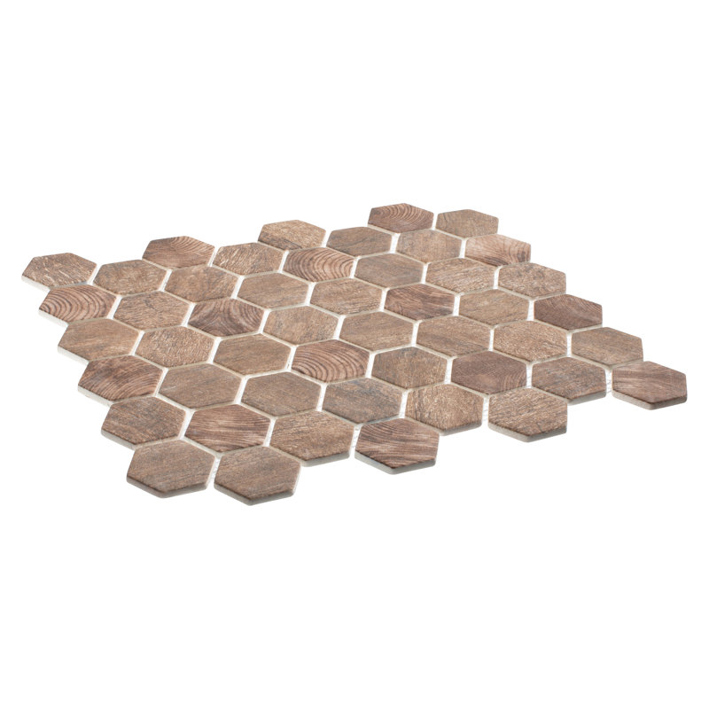 Terrain 2'' Hex Glass Mosaic Kitchen Backsplash, Bathroom, Shower, Wall and Floor Tile, Cherri