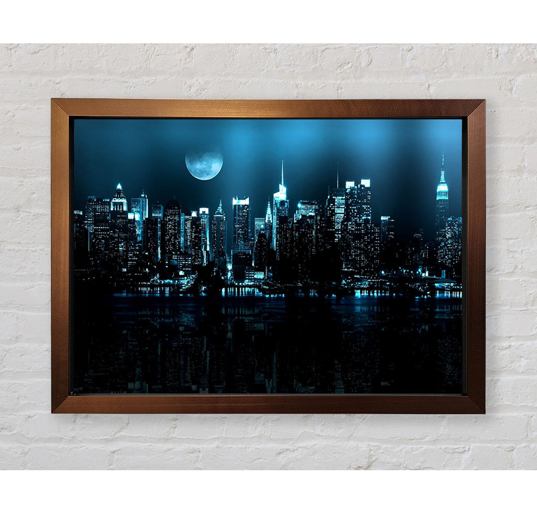 New York City Blue Moon Nights - Einzelne Bilderrahmen Kunstdrucke