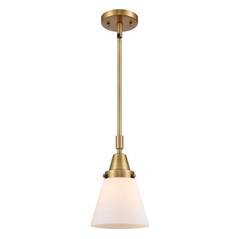Xaniah 1 - Light Single Pendant, Matte White, 42.12" H x 6" W x 6" D, Brushed Brass