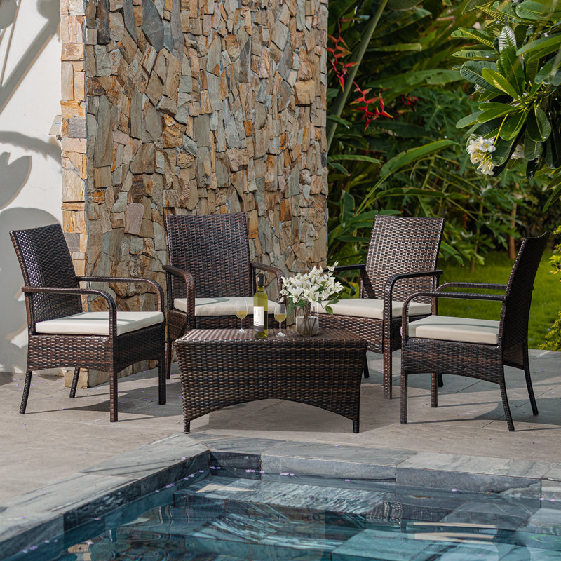 Lithe Patio Furniture Set Wicker Dining Chairs