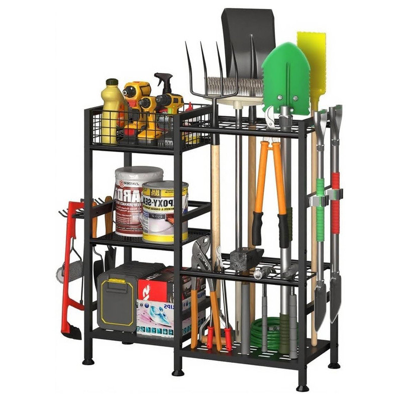 Garden Tool Organizer,Heavy Duty Garage Tool Storage With 6 Shelves& 35 Long-Handled Slots,Freestanding Tool Organizers and Storage for Yard Shed and Lawn