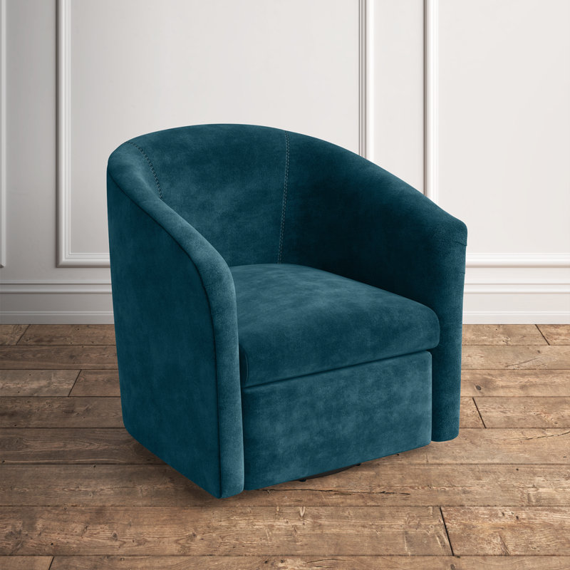 Calliope Upholstered Swivel Armchair, Blue Teal Polyester