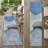8' Runner Blue Gray and Black Abstract Washable Non Skid Indoor Outdoor Runner Rug