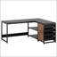 Bureau d'ordinateur en L 59 pouces avec tiroirs et tablettes de rangement, poste de travail de coin réversible, bureau d'écriture avec classeur