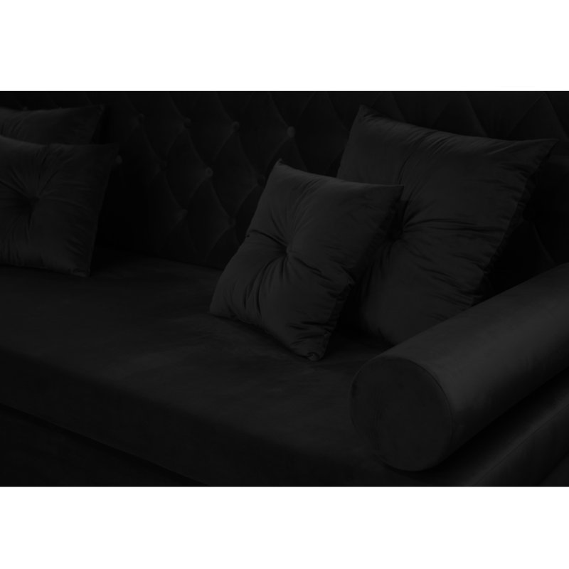 Glamour 3 Seater Sofa Bed, Black