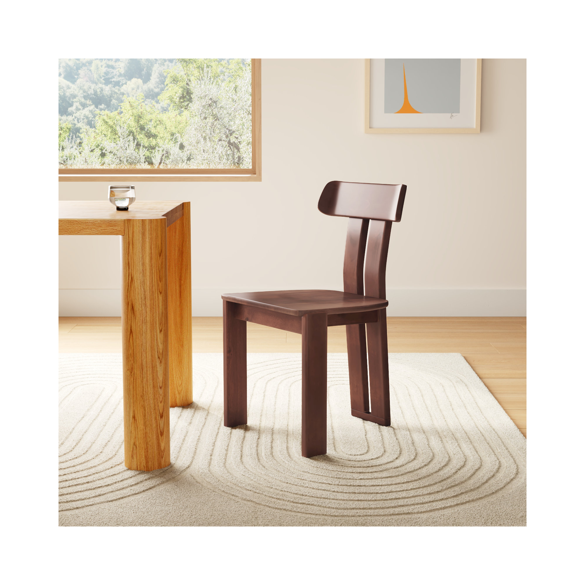Jahmal Solid Wood Slat Back Side Chair, Walnut
