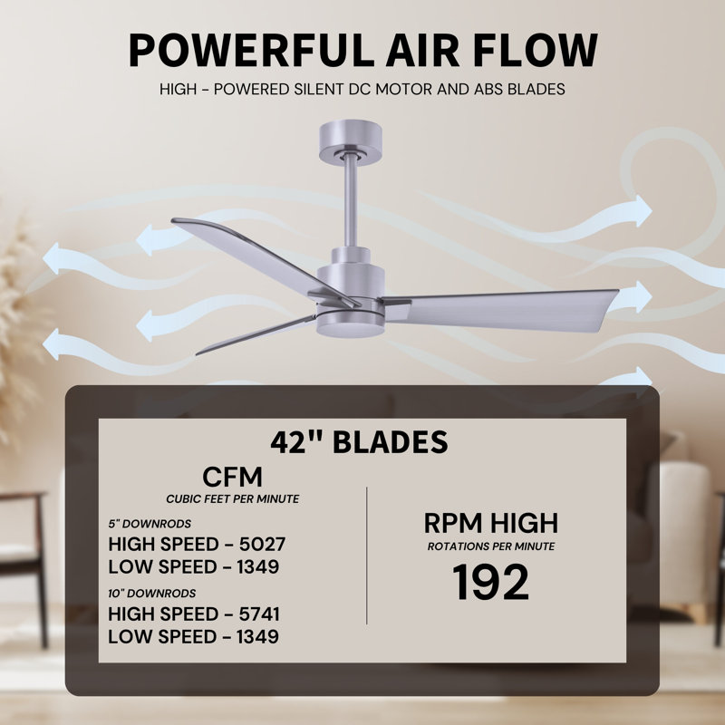 Alessandra Outdoor Downrod Ceiling Fan, Brushed Nickel, Brushed Nickel