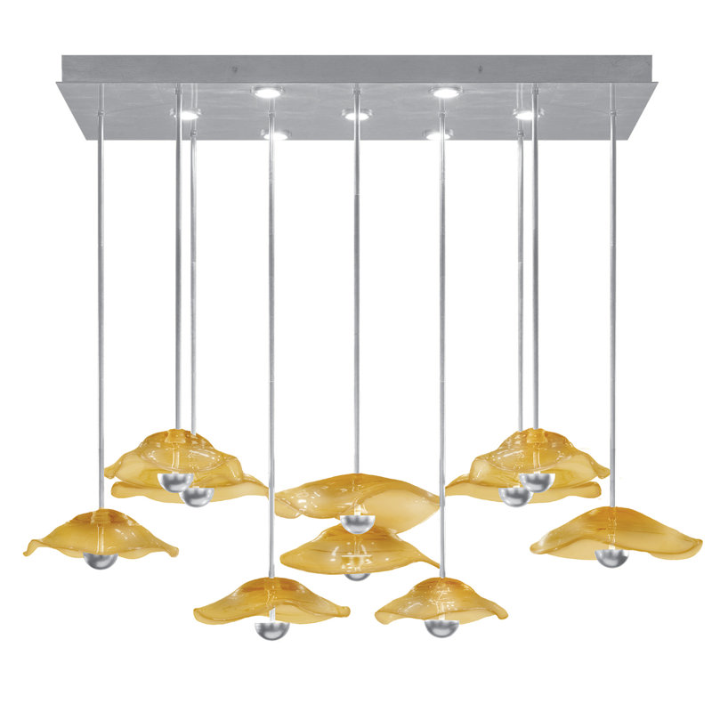 Luminaire suspendu l 61,75 po Embark, Feuille d'argent standard, Ambre