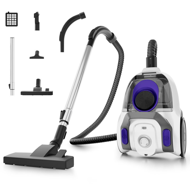 Aspirateur vertical sans sac WHALL 1400 W, aspiration puissante de 30 kPa, filtration HEPA en 5 étapes pour tapis et sols durs