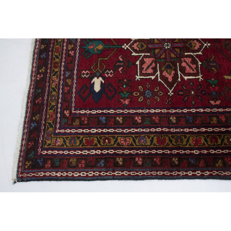 Tapis unique en laine noué à la main de style années 1980 de 3 pi 6 po x 10 pi Henner