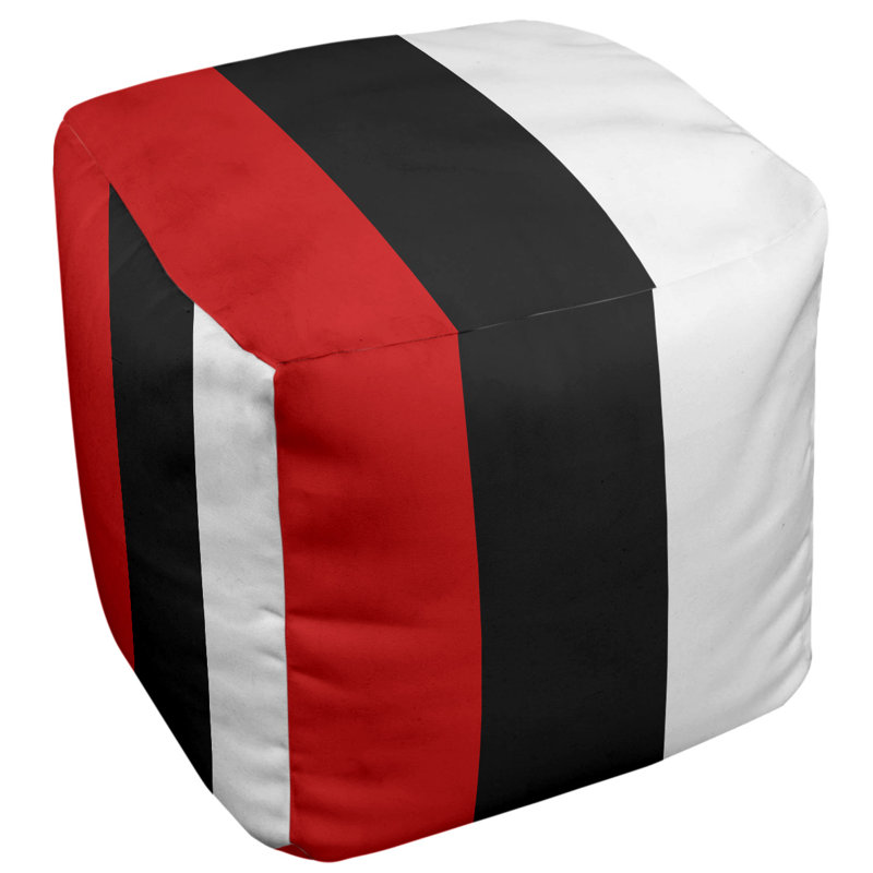 Repose-pieds cube rayures utah, Rouge / Noir / Blanc
