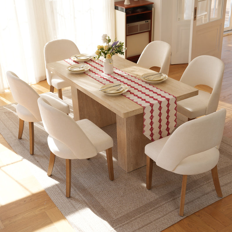 Chaise de salle à manger rembourrée Engstrom, Crème