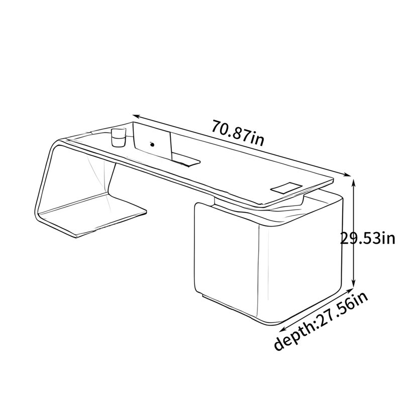 Bureau peint à l'italienne, H 29,53 po x l 70,87 po x P 27,56 po