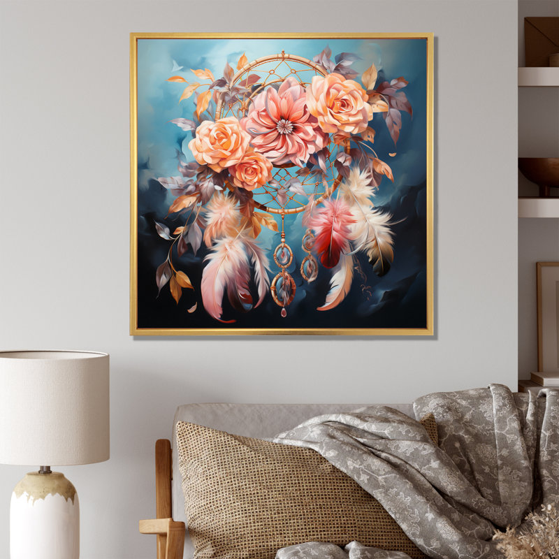 Pink Dream Catcher Dreamy Pastels III - Landscapes Canvas Prints, H 24 po x l 24 po, Cadre flottant doré