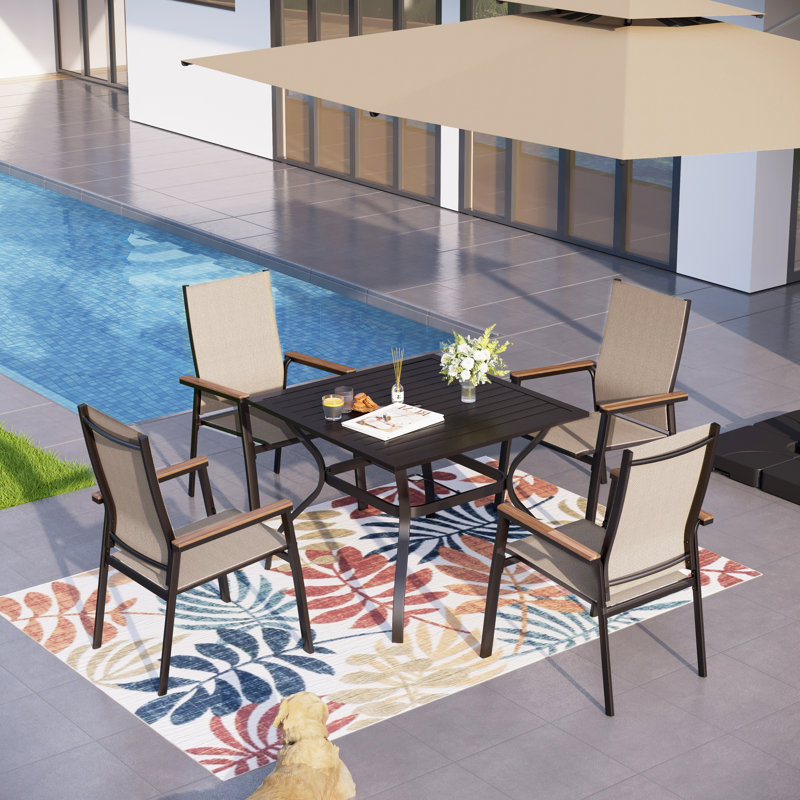 Alyah 4 - Person Patio Dining Set with Square Table, Beige
