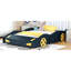 Lit plateforme pour voiture de course double - bleu foncé avec rangement robuste pour chambre à coucher + roues et bois de pin confortable-357771659