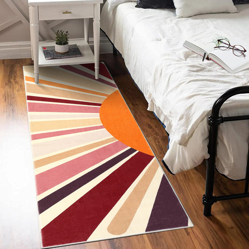 Mignon tapis lavable à la machine Sunburst, Tapis de couloir 2 pi x 6 pi
