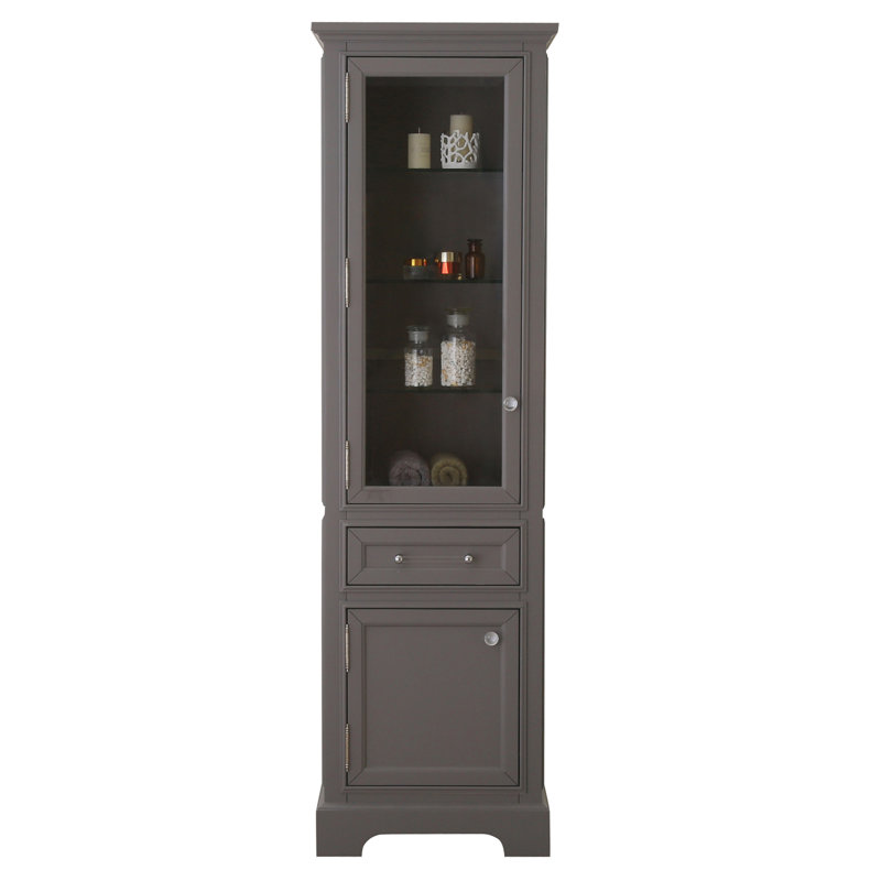 Anchita Solid Wood Frame Linen Cabinet, Gray