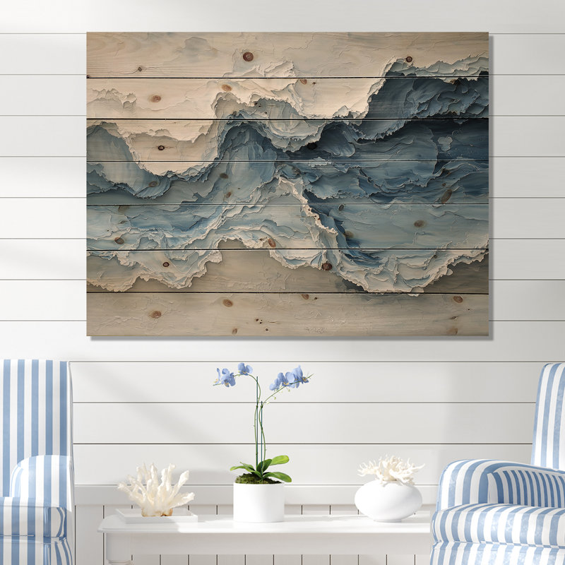 Vagues vagues de l'océan III - art mural en bois côtier - sur bois de pin naturel, H 30 po x l 40 po x P 0,78 po