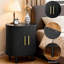 Table de chevet en bois de 19,69 po avec armoire de rangement, table de bout ovale avec tablette réglable et station de charge (noir)-2087682911-2087682897