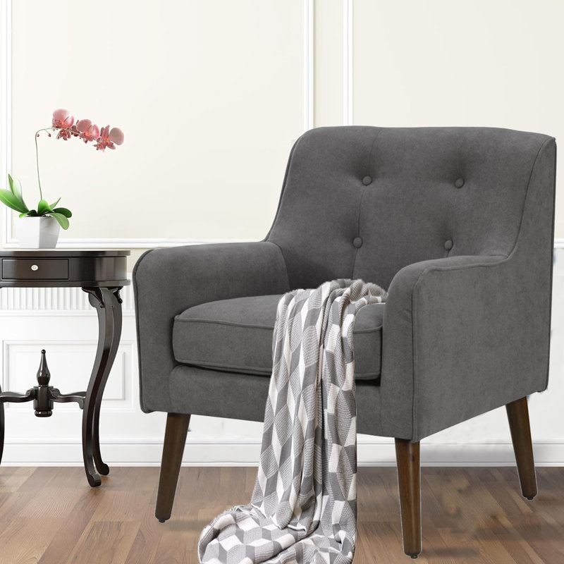 Fauteuil capitonné de 27,5 po Kirilka CAL117, Mélange de polyester gris foncé