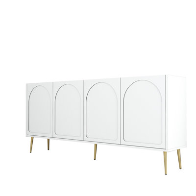 Modern Console Table, White & Gold, 70.9 x 31.5 x 13.8 inches | 100% Melamine Coated Particle Board, Thickness: 0.7 inches | Sleek Design for Living Room & Entryway, Stylish & Functional Storage Solution