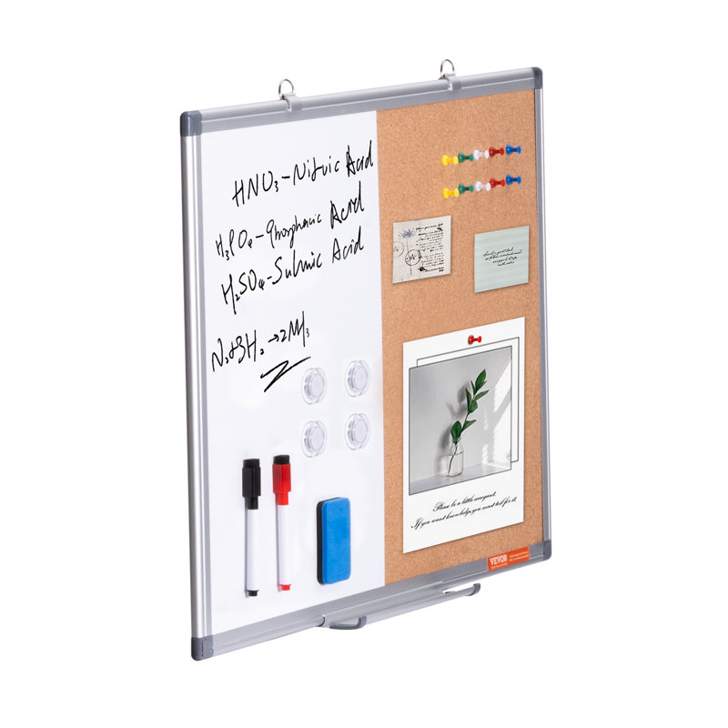 24" x 18" White Magnetic Dry Erase and Cork Board Combo with Aluminum Frame