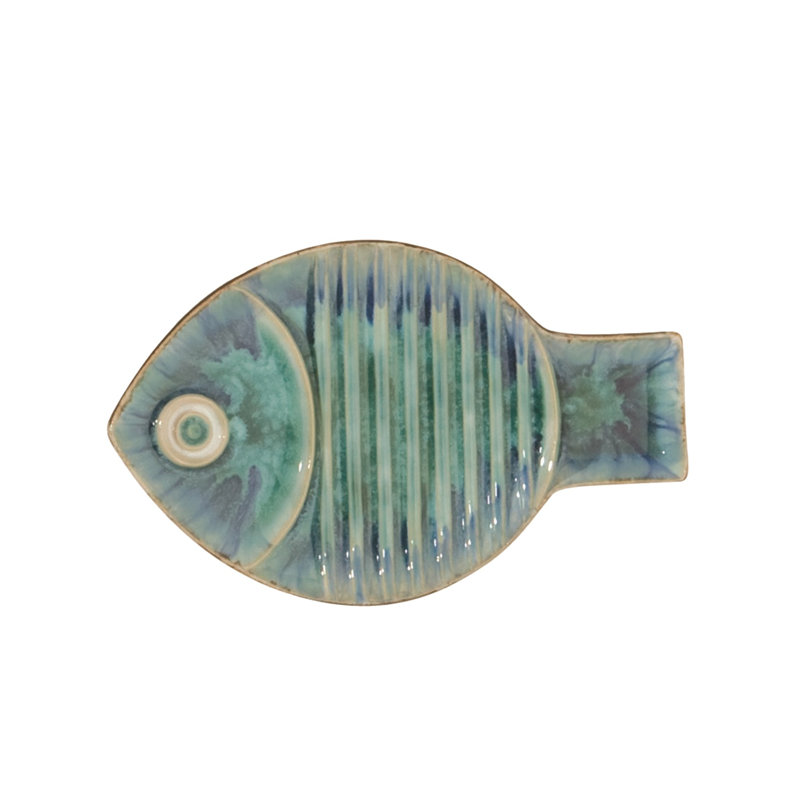 Blue Fish Plate Wall Décor, 13" H x 8.2" W x 1" D