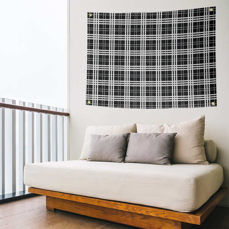 Tapisserie en polyester de luxe Las Vegas, Noir/argent/blanc, H 50 po x l 59 po