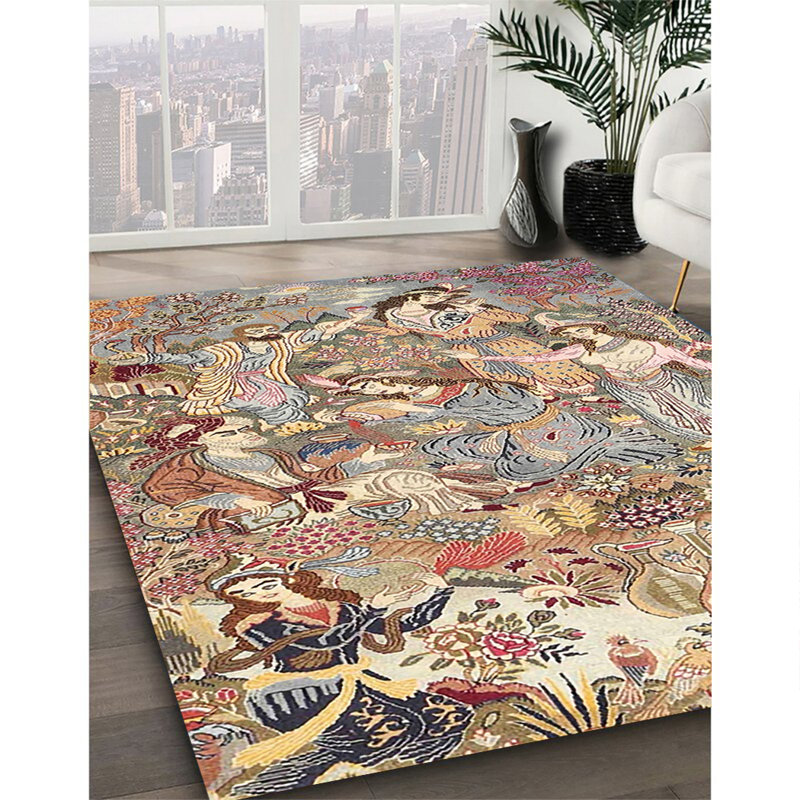 Tapis traditionnel bleu / beige / rouge Ikuko, Rectangle 8 pi x 12 pi