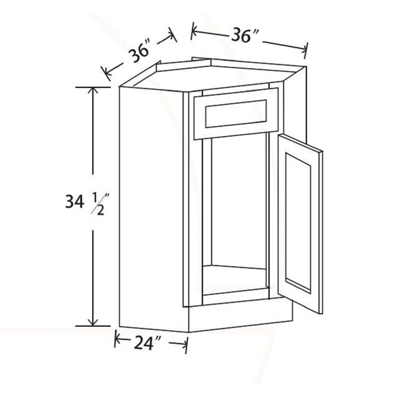 L&C Cabinetry 36 W x 25 D x 34.5 H Ready-to-Assemble Plywood Recessed Panel Sink Base Cabinet in Matte